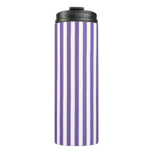Classic Purple and White Vertical Striped Thermal Tumbler