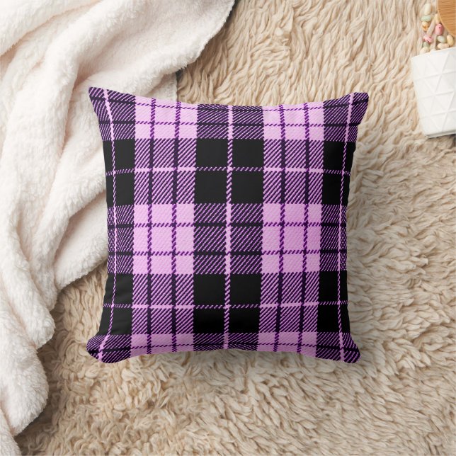 Classic Purple Black Plaid Decor Pillow (Blanket)