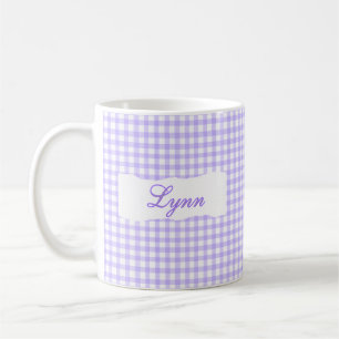 Classic Purple Gingham Personalized Name  Coffee Mug