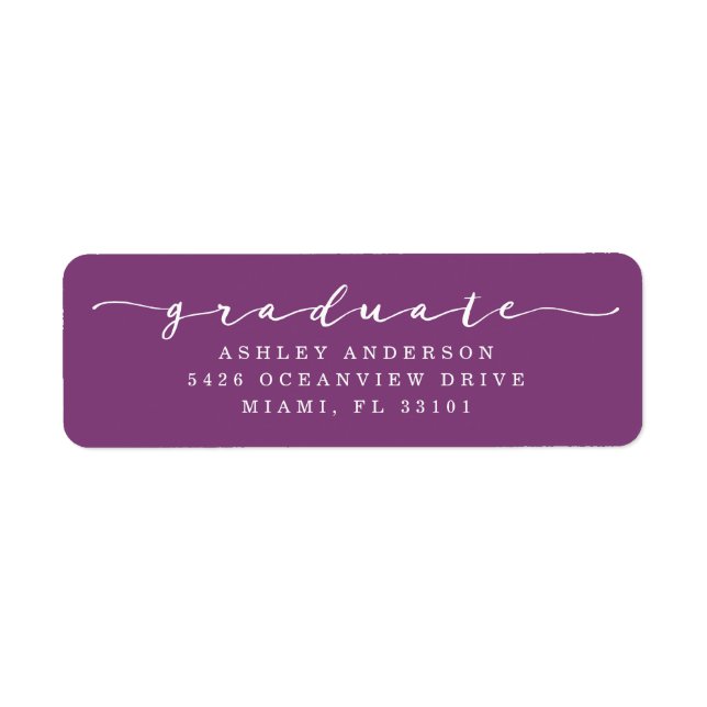 Classic Purple Graduation Address Labels (Front)