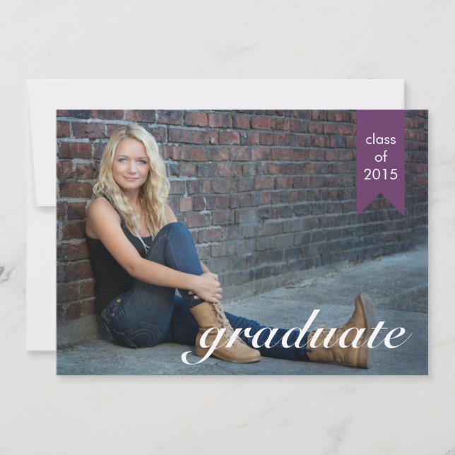 Classic Purple Graduation Announcement - Invite (Front)