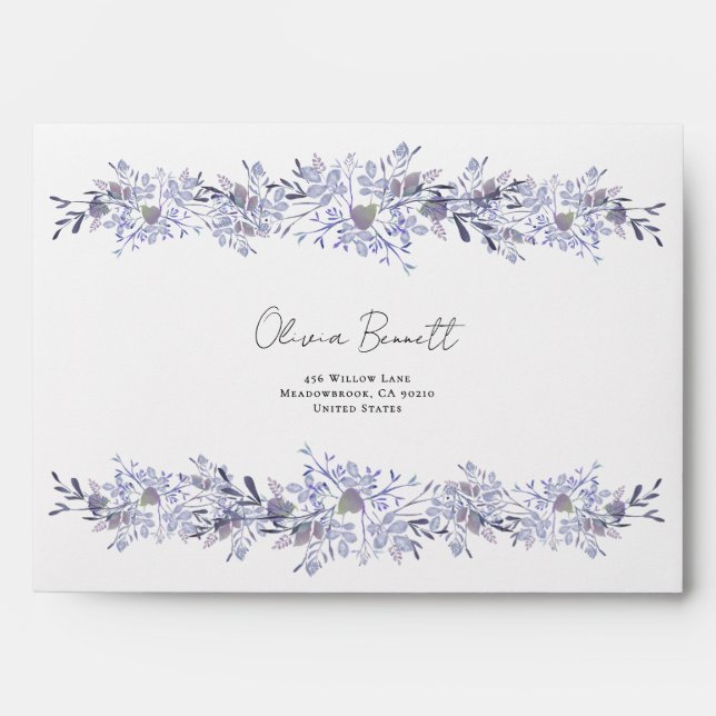 Classic Purple Grey Wedding Envelope (Front)