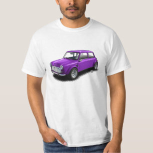 Classic Purple Mini Car on White T-Shirt