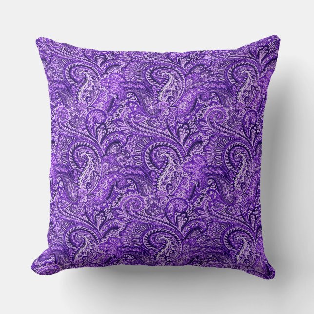 Classic Purple Paisley Throw Pillow (Front)