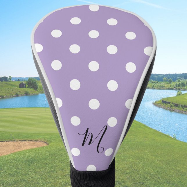 Classic Purple Pattern Monogram Polka Dots Golf Head Cover (Creator Uploaded)