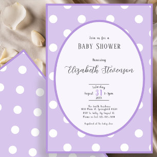 Classic Purple Polka Dots Baby Shower Invitation