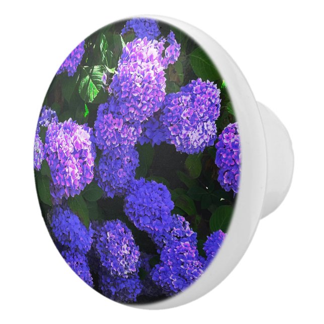 Classic Purple Realistic Hydrangea Ceramic Pull (Right)
