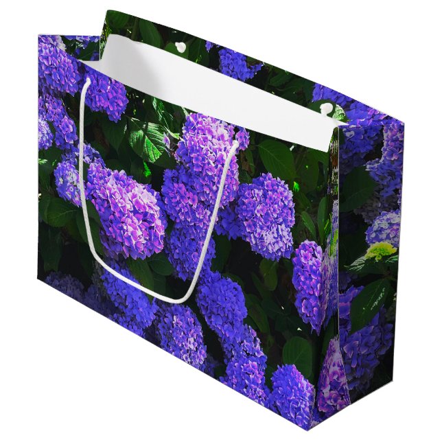 Classic Purple Realistic Hydrangea Gift Bag (Front Angled)