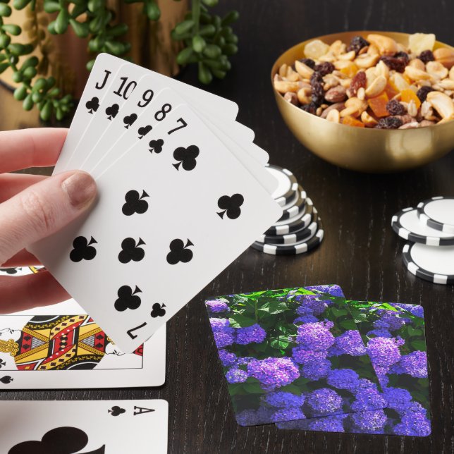 Classic Purple Realistic Hydrangea Playing Cards (In Situ)