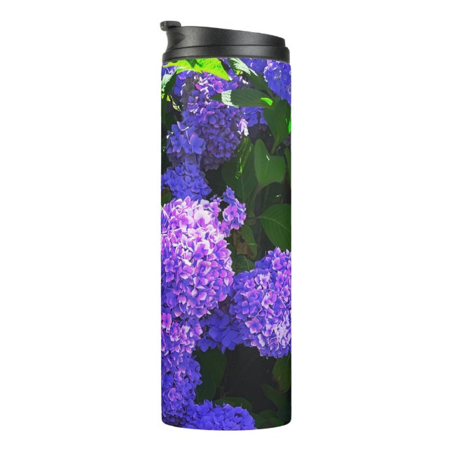 Classic Purple Realistic Hydrangea Thermal Tumbler (Rotated Right)