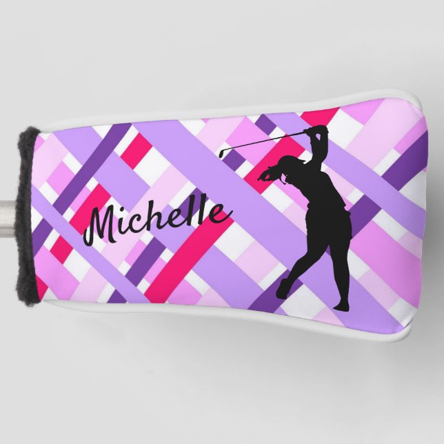 Classic Purple Scottish Tartan Putter Cover (Front)