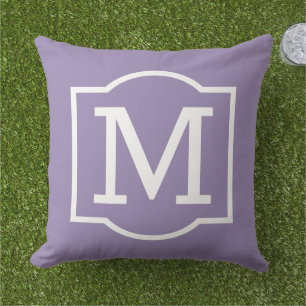 Classic Purple White Bracket Monogram Cushion