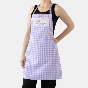 Classic Purple & White Gingham   Personalized Name Apron