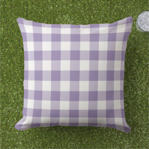 Classic Purple White Gingham Plaid Check Cushion