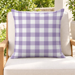 Classic Purple White Gingham Plaid Check Cushion