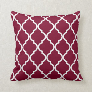 Classic Quatrefoil Pattern in Cranberry Red Cushion