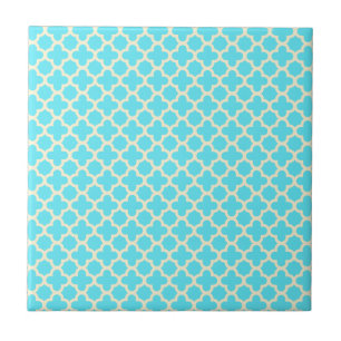Classic Quatrefoil Pattern Turquoise Ceramic Tile