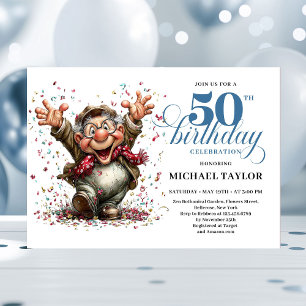 Classic Quirky Man 50th Birthday Whimsical Humor Invitation