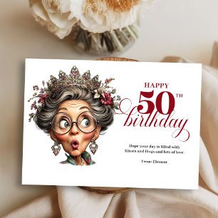 Classic Quirky Woman 50th Birthday Whimsical Card