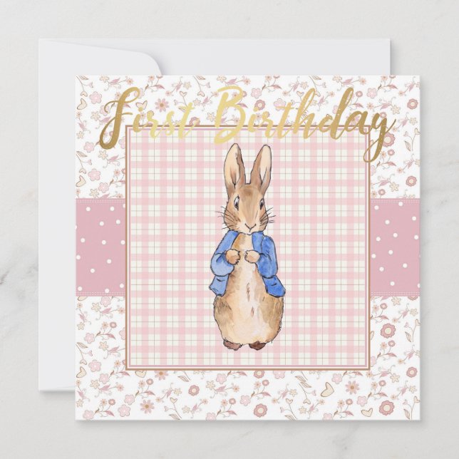 Classic Rabbit 1st Birthday Invitation (Front)