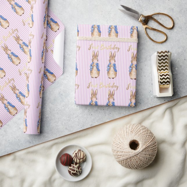 Classic rabbit 1st birthday  wrapping paper (Crafts)