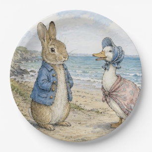 Classic Rabbit and Duck by the Seaside Paper Plate