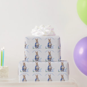 Classic Rabbit Birthday Cake First Birthday Wrapping Paper