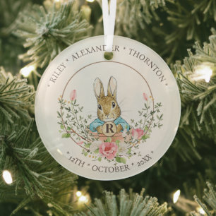 Classic Rabbit Birthday Glass Tree Decoration