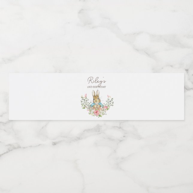 Classic Rabbit Birthday Water Bottle Label (Single Label)