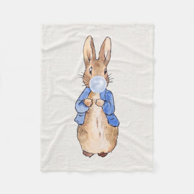 Classic rabbit blowing bubble gum fleece blanket (Front)