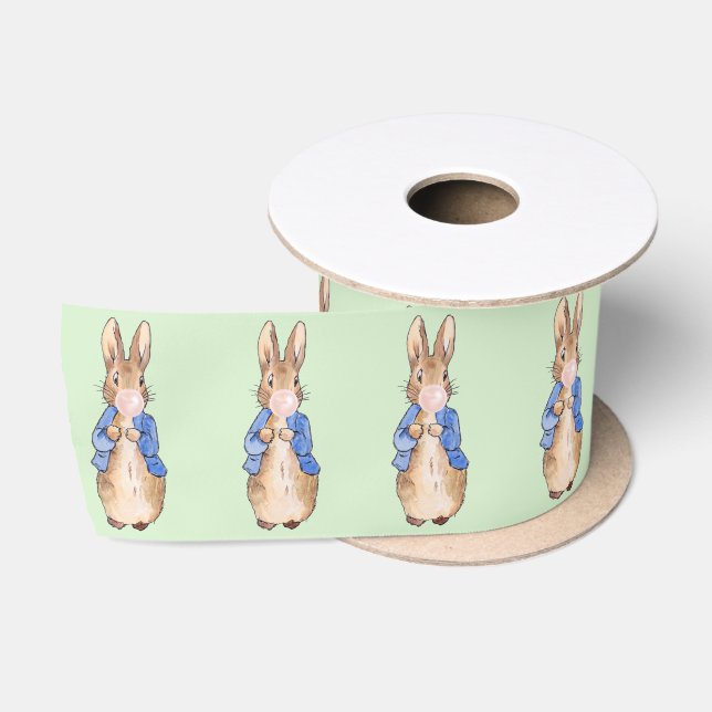 Classic rabbit blowing bubble gum satin ribbon (Spool)