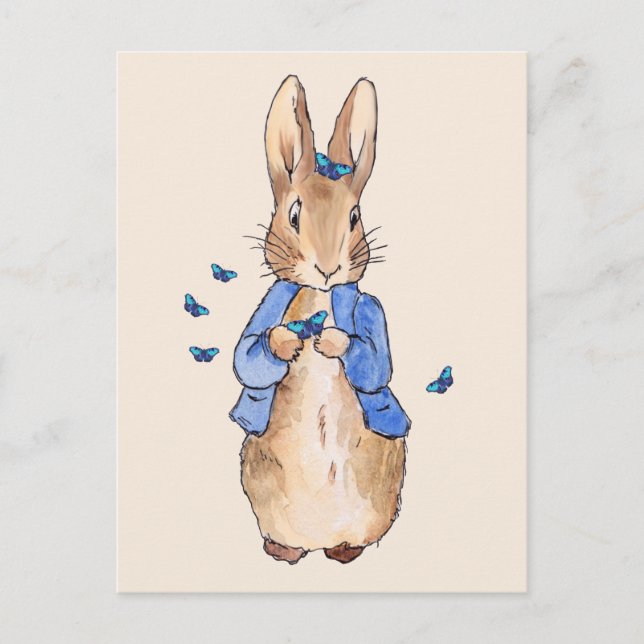 Classic Rabbit blue butterflies Postcard (Front)