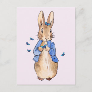Classic Rabbit blue butterflies Postcard