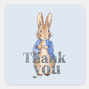 Classic Rabbit blue jacket Thank you Square Sticker