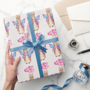 Classic Rabbit Butterfly Wings Balloons Wrapping Paper