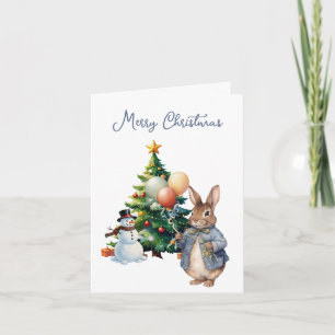Classic Rabbit Christmas tree Holiday Card