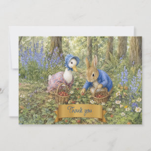 Classic Rabbit & Duck wild strawberries Thank you Card