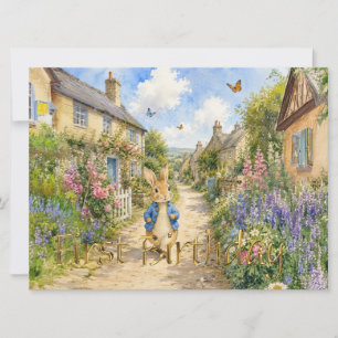 Classic Rabbit English Country Happy 1st Birthday Card