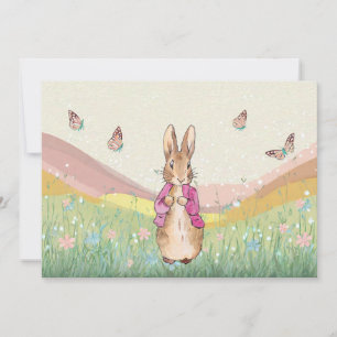 Classic Rabbit field of butterflies Holiday Card