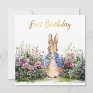 Classic Rabbit First Birthday Card