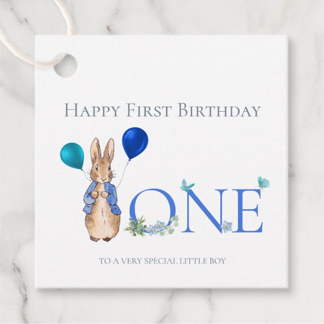 Classic Rabbit First birthday Favour Tags (Front)