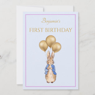 Classic Rabbit First Birthday Invitation
