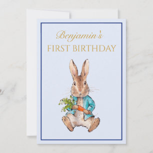 Classic Rabbit First Birthday Invitation