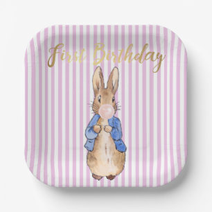 Classic Rabbit First Birthday Paper Plate