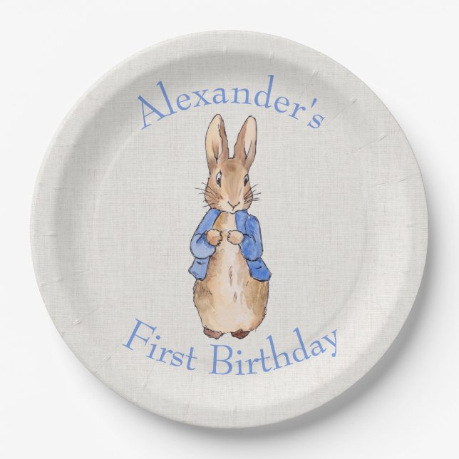 Classic Rabbit First Birthday Paper Plate (Front)