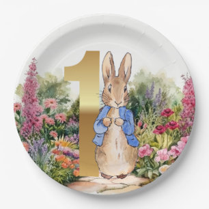 Classic Rabbit First birthday party Paper Plate