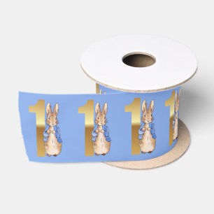 Classic rabbit first birthday satin ribbon