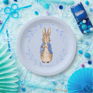 Classic rabbit floral leafy wreath paper plate