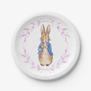 Classic rabbit floral leafy wreath paper plate