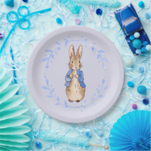 Classic rabbit floral leafy wreath paper plate